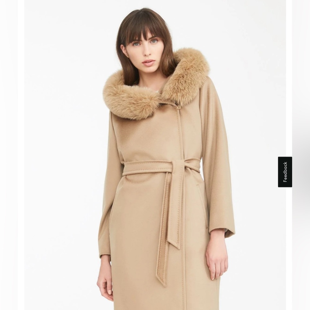 MaxMara Mango Wool Coat with Fur Trim